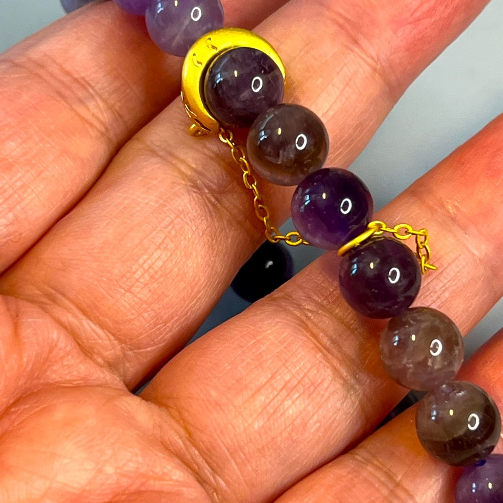 Unique Ametrine 8mm with moon link in alluvial gold; crystal bracelet